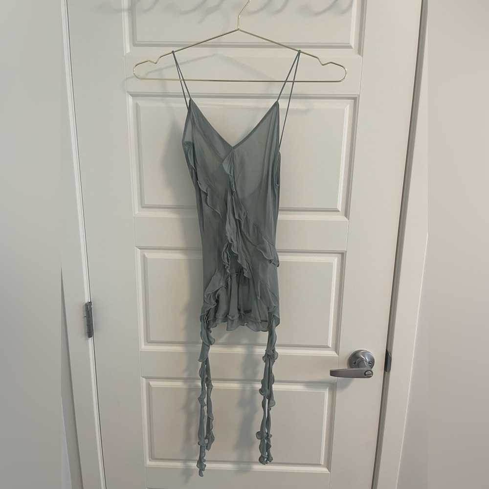 Blue Asymmetrical Ruffled Camisole - Picture 2 of 3